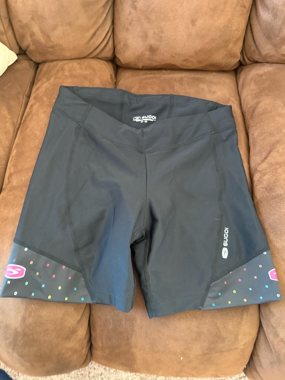 SUGOI Black Women's Bike Shorts with Color Dot Accent